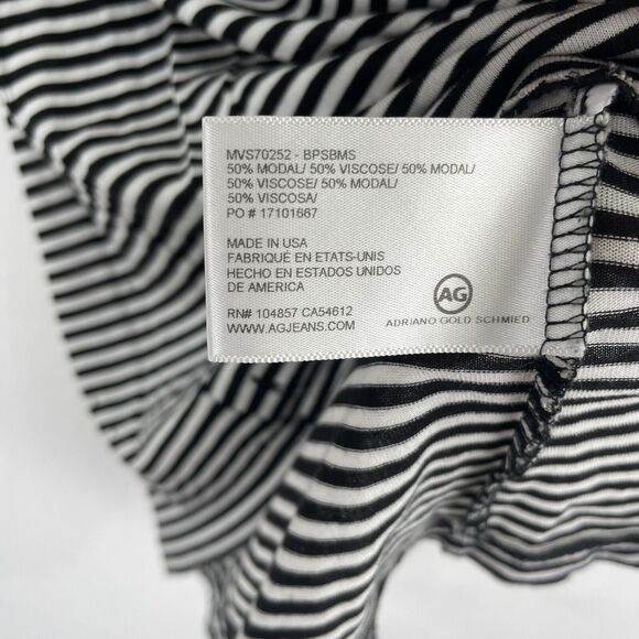 AG Adriano Goldschmied Top Womens XS Black Striped Comfy Casual Fitted Grunge - Picture 13 of 16